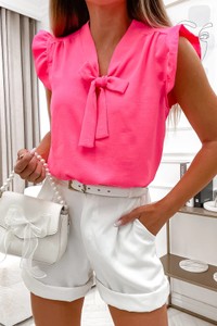 Różowa bluzka Olika z krótkim rękawem