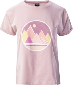 Różowy t-shirt Hi-Tec z krótkim rękawem z okrągłym dekoltem w młodzieżowym stylu