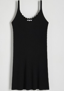 Czarna sukienka Reserved z okrągłym dekoltem mini na ramiączkach