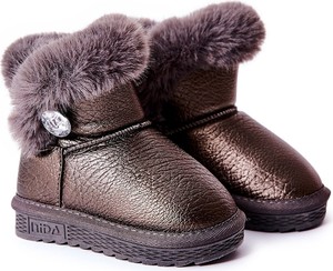 Brązowe buty dziecięce zimowe Pa1 dla dziewczynek