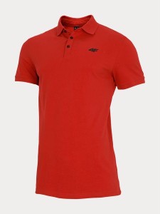 Czerwona koszulka polo 4F z krótkim rękawem w sportowym stylu
