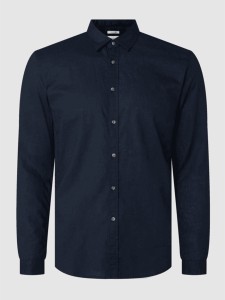Granatowa koszula Tom Tailor Denim w stylu casual z lnu