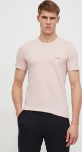 Różowy t-shirt Hugo Boss z nadrukiem z krótkim rękawem w stylu casual