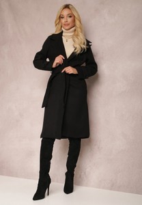 Czarny płaszcz Renee w stylu casual z tkaniny