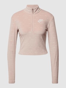 Różowa bluzka Nike z golfem z długim rękawem w sportowym stylu