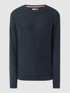 Granatowy sweter No Excess z bawełny w stylu casual