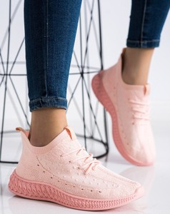 Różowe buty sportowe Czasnabuty sznurowane z płaską podeszwą