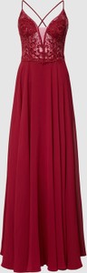 Czerwona sukienka Luxuar Fashion z dekoltem w kształcie litery v maxi