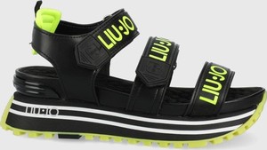 Czarne sandały Liu-Jo na platformie w stylu casual sznurowane