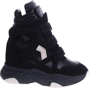 Czarne buty sportowe Pantofelek24 na platformie sznurowane w sportowym stylu