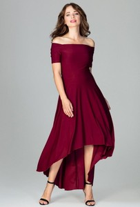 Czerwona sukienka LENITIF midi z krótkim rękawem