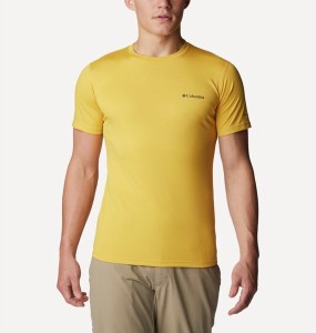 Żółty t-shirt Columbia z krótkim rękawem