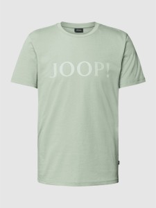 Zielony t-shirt Joop! z bawełny z krótkim rękawem z nadrukiem