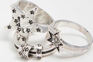 Cropp - Zestaw pierścionków z motywem gwiazd - srebrny