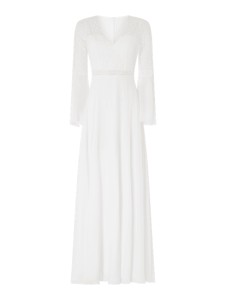 Sukienka Luxuar Fashion z szyfonu w stylu boho z dekoltem w kształcie litery v