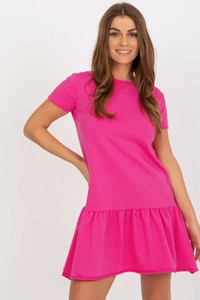 Różowa sukienka 5.10.15 z krótkim rękawem w stylu casual mini