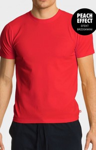 Czerwony t-shirt Atlantic z bawełny w stylu casual z krótkim rękawem