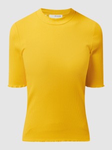 Żółta bluzka Selected Femme z okrągłym dekoltem z krótkim rękawem w stylu casual