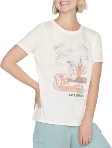 T-shirt Skechers z nadrukiem z bawełny z okrągłym dekoltem
