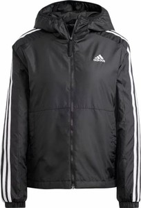 Czarna kurtka Adidas z tkaniny w sportowym stylu krótka