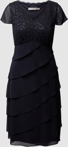 Czarna sukienka Christian Berg z krótkim rękawem z szyfonu