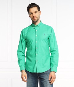 Zielona koszula POLO RALPH LAUREN w stylu casual z kołnierzykiem button down z długim rękawem