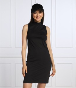 Czarna sukienka Calvin Klein mini z golfem bez rękawów