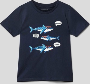 Granatowa koszulka dziecięca Tom Tailor dla chłopców z bawełny