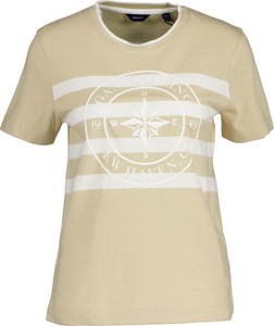 T-shirt Gant z krótkim rękawem z bawełny z okrągłym dekoltem