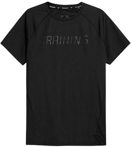 Czarny t-shirt 4F z tkaniny w sportowym stylu z krótkim rękawem