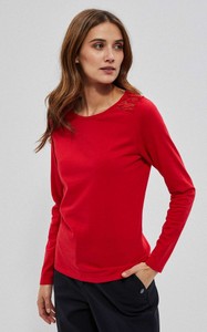 Czerwona bluzka Moodo.pl w bożonarodzeniowy wzór z bawełny