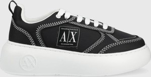 Czarne buty sportowe Armani Exchange sznurowane w sportowym stylu
