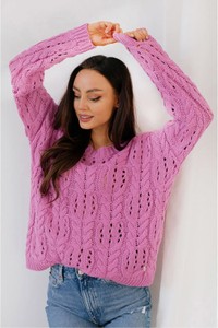 Różowy sweter Lemoniade w stylu casual z wełny