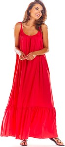 Czerwona sukienka Awama na ramiączkach oversize w stylu casual
