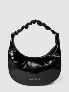 Czarna torebka Valentino Bags lakierowana na ramię duża