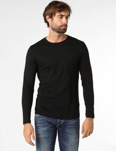 Czarna koszulka z długim rękawem Nils Sundström w stylu casual