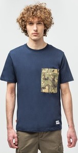 Granatowy t-shirt Timberland z nadrukiem z krótkim rękawem