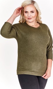 Zielony sweter Fokus w stylu casual z długim rękawem z okrągłym dekoltem