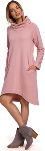 Różowa sukienka MOE w stylu casual z bawełny