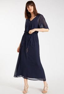 Granatowa sukienka Monnari maxi z dekoltem w kształcie litery v