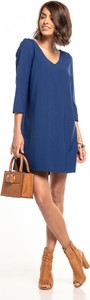 Niebieska sukienka Tessita w stylu casual mini z dekoltem w kształcie litery v