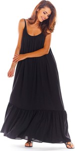 Czarna sukienka Awama na ramiączkach maxi