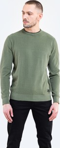 Zielony sweter Big Star z okrągłym dekoltem z bawełny w stylu casual