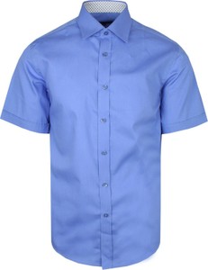 Niebieska koszula Wólczanka w stylu casual z krótkim rękawem