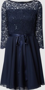 Granatowa sukienka Swing rozkloszowana z szyfonu mini