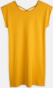 Żółta sukienka Gate mini prosta z bawełny