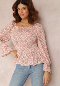 Różowa bluzka Renee z okrągłym dekoltem