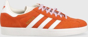 Pomarańczowe buty sportowe Adidas Originals gazelle z zamszu w sportowym stylu