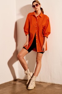 Pomarańczowe szorty Miss Lk w stylu casual z bawełny