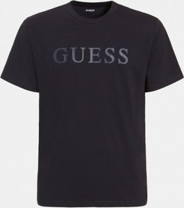 Czarny t-shirt Guess z nadrukiem z krótkim rękawem